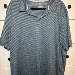 Adidas Men's Navy/Gray Striped Golf Polo Shirt